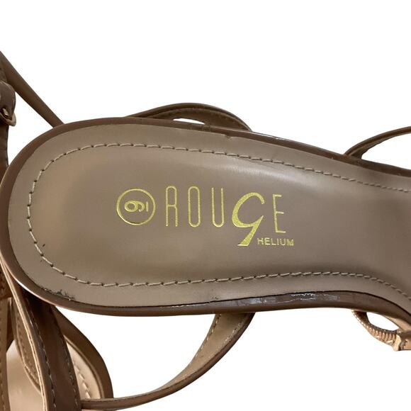 Rouge Helium Shoes Womens Size 9 Brown Strappy Patent Square Toe Heels Sandals - Picture 3 of 7